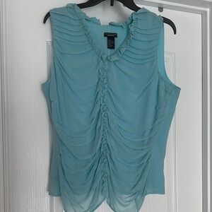 Blue 100% Silk Sleeveless Top